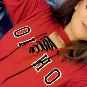 Custom “OHIO” Sweatshirt with Cutout V Neckline